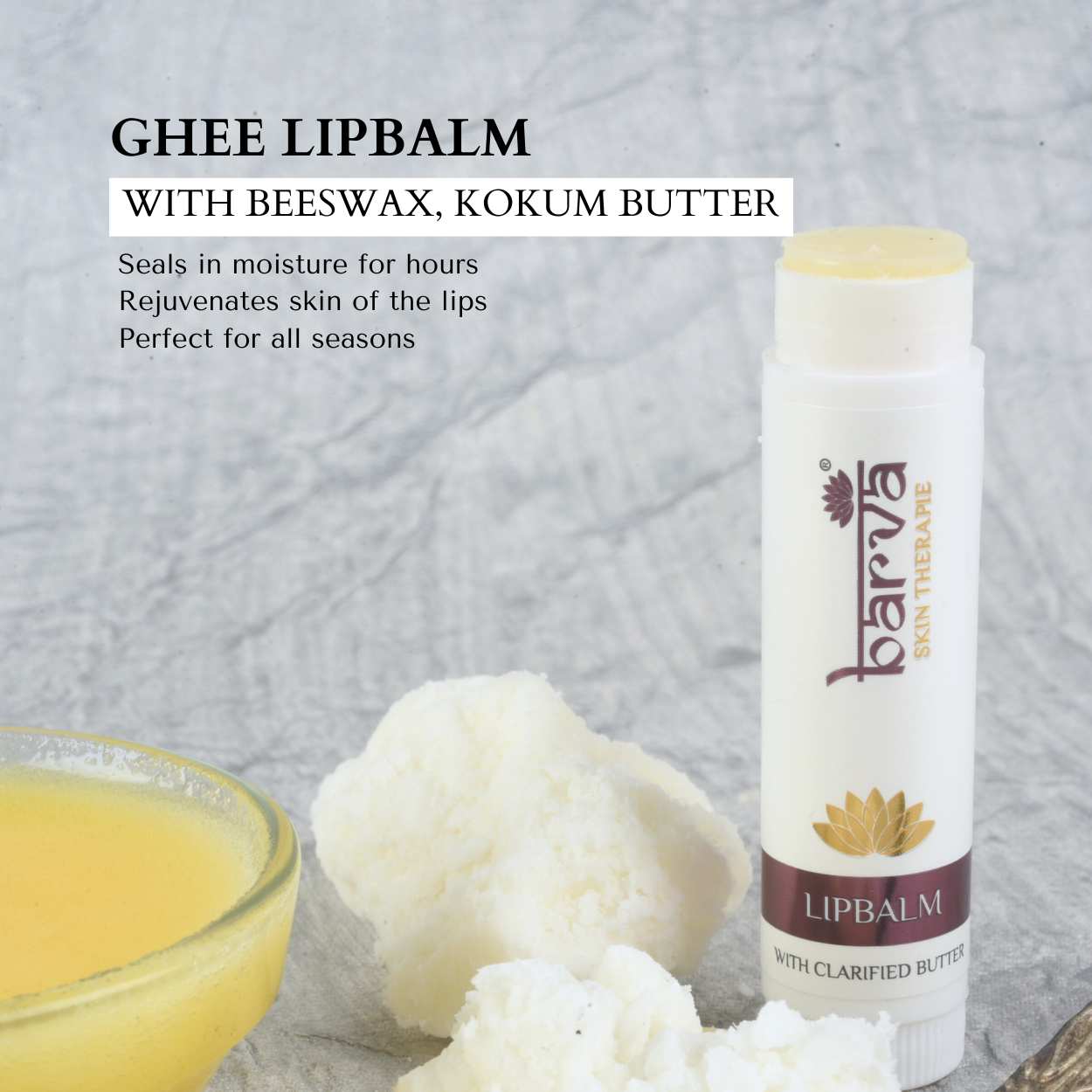 Natürlicher, mit Ghee angereicherter Lippenbalsam | bester Lippenbalsam für Frauen und Männer | keine Tönung